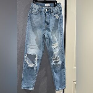 Cello Women’s Relaxed Distressed Blue Jeans